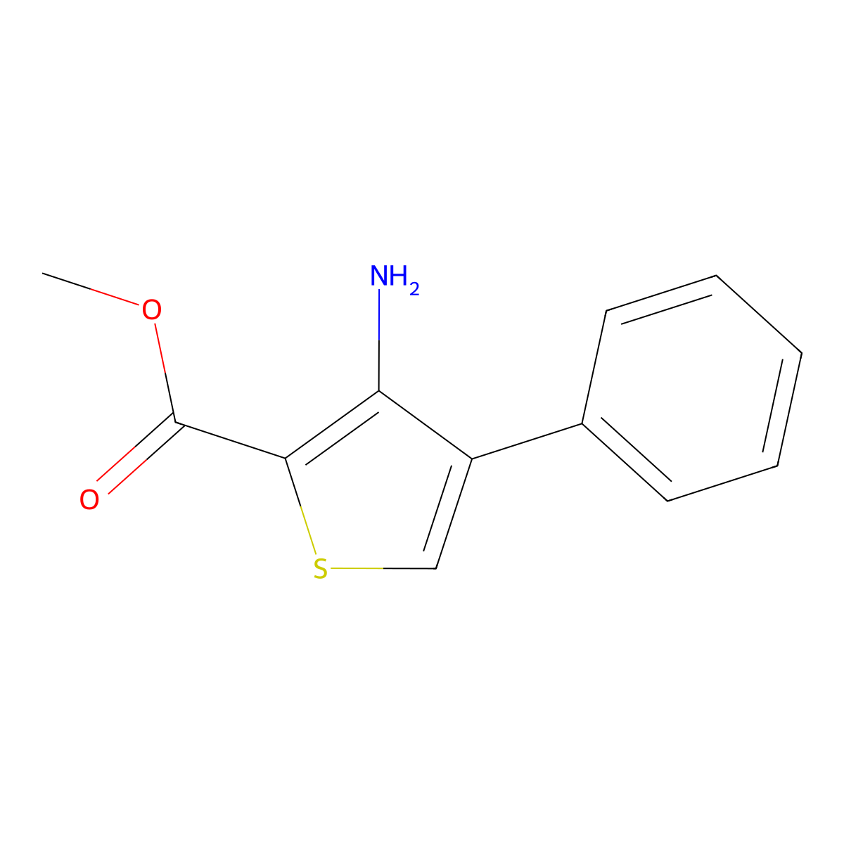 Methyl 3-amino-4-phenylthiophene-2-carboxylate molecular structure, CAS 82437-64-7
