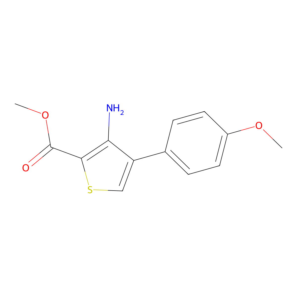 Methyl 3-amino-4-(4-methoxyphenyl)thiophene-2-carboxylate molecular structure, CAS 82437-65-8