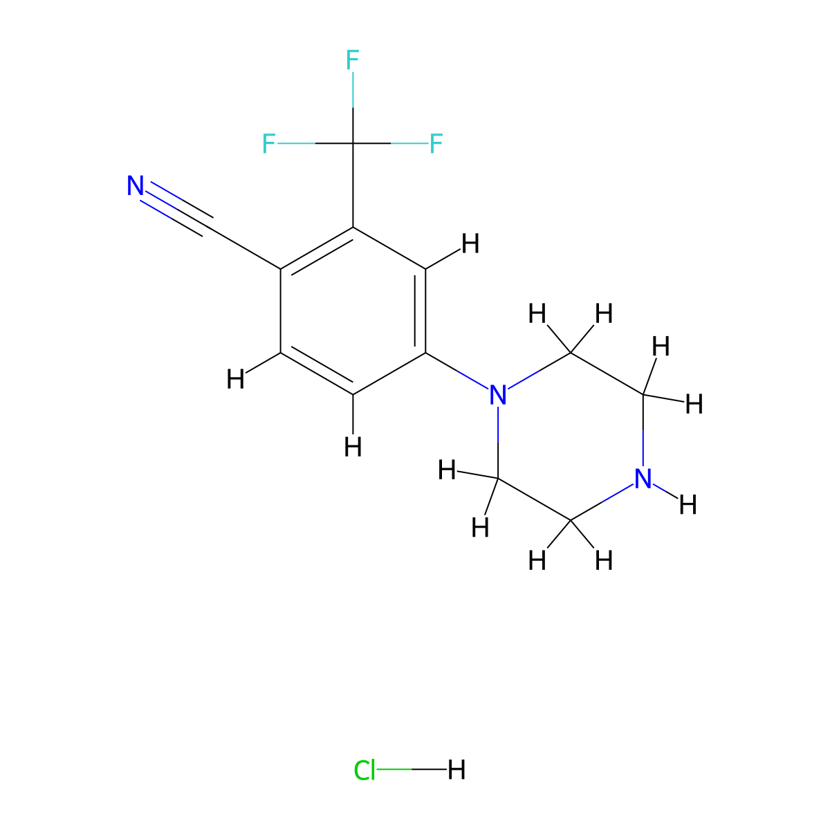 4-Piperazin-1-YL-2-trifluoromethyl-benzonitrile hydrochloride molecular structure, CAS 824409-64-5