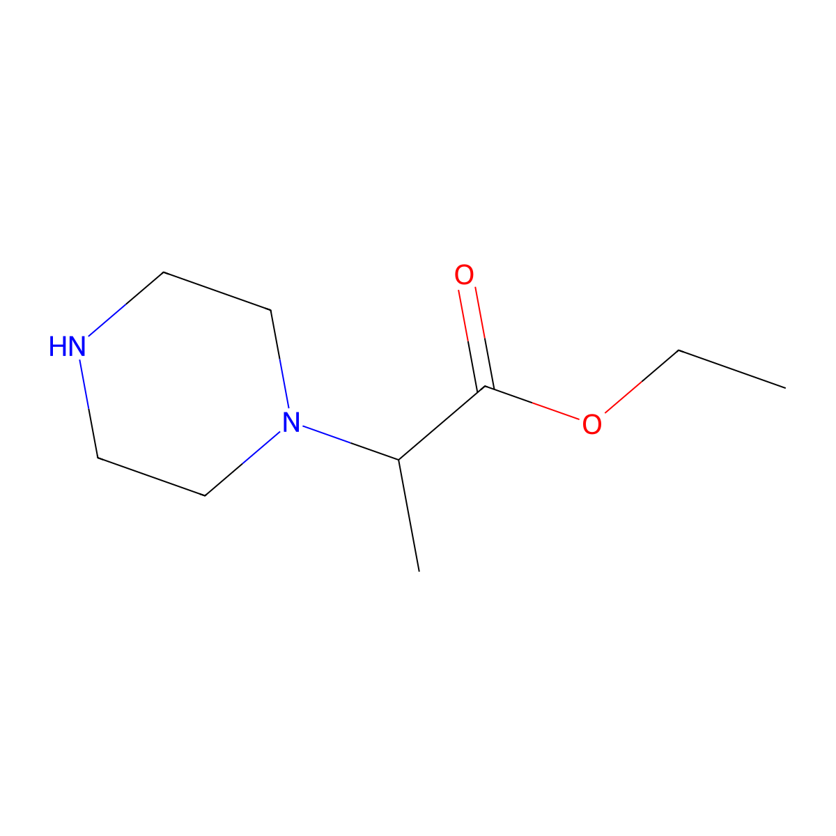 Ethyl 2-(piperazin-1-yl)propanoate molecular structure, CAS 824414-06-4