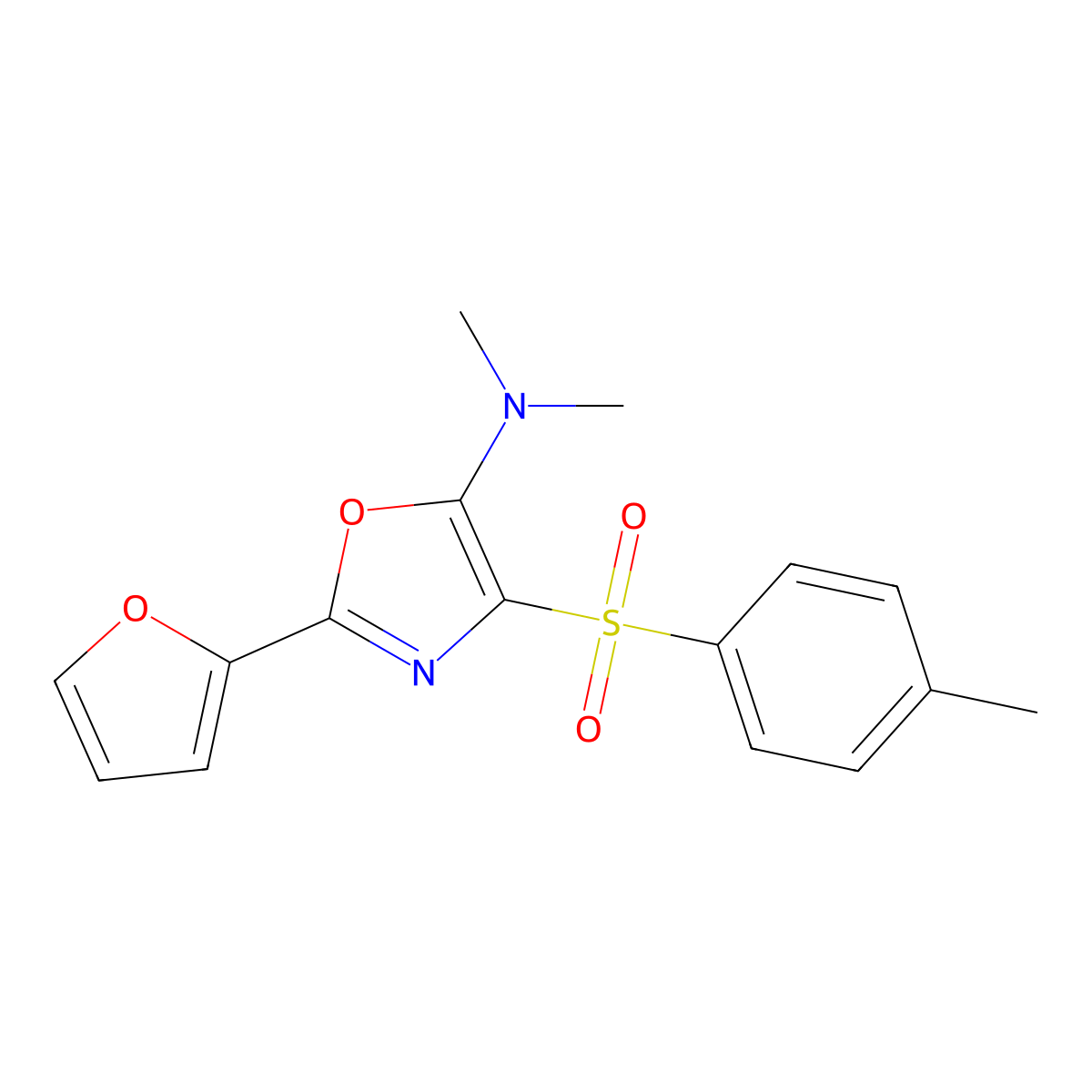 2-(furan-2-yl)-N,N-dimethyl-4-tosyloxazol-5-amine molecular structure, CAS 824417-06-3