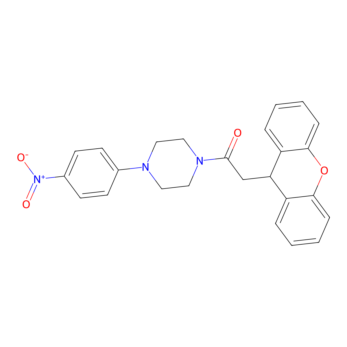 1-[4-(4-nitrophenyl)piperazin-1-yl]-2-(9H-xanthen-9-yl)ethanone molecular structure, CAS 824417-67-6