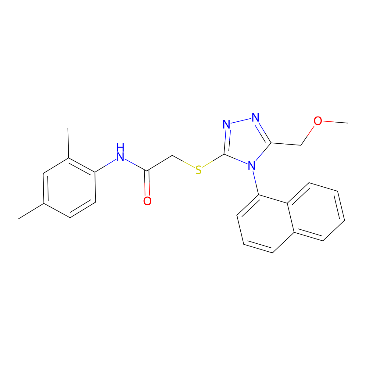N-(2,4-dimethylphenyl)-2-[[5-(methoxymethyl)-4-naphthalen-1-yl-1,2,4-triazol-3-yl]sulfanyl]acetamide molecular structure, CAS 824417-97-2