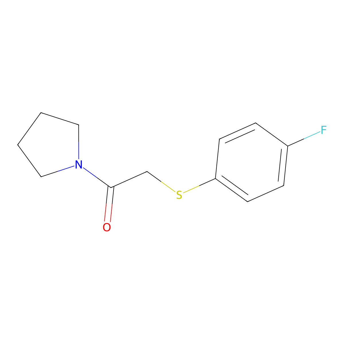 2-(4-Fluorophenyl)sulfanyl-1-pyrrolidin-1-ylethanone molecular structure, CAS 824418-19-1