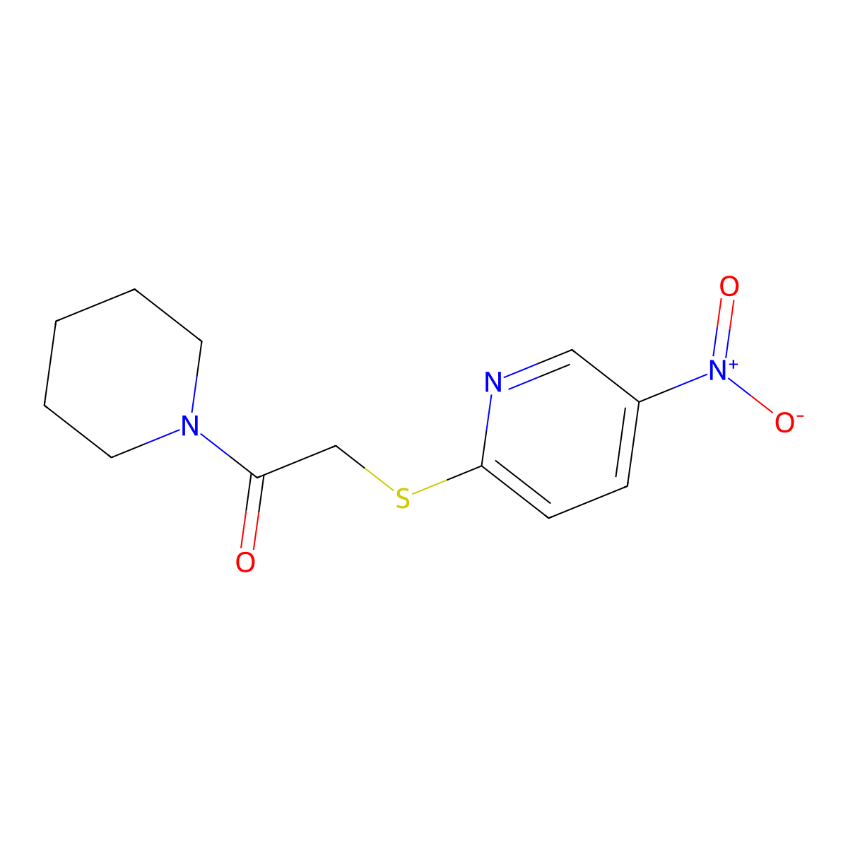 2-(5-Nitropyridin-2-yl)sulfanyl-1-piperidin-1-ylethanone molecular structure, CAS 824418-20-4