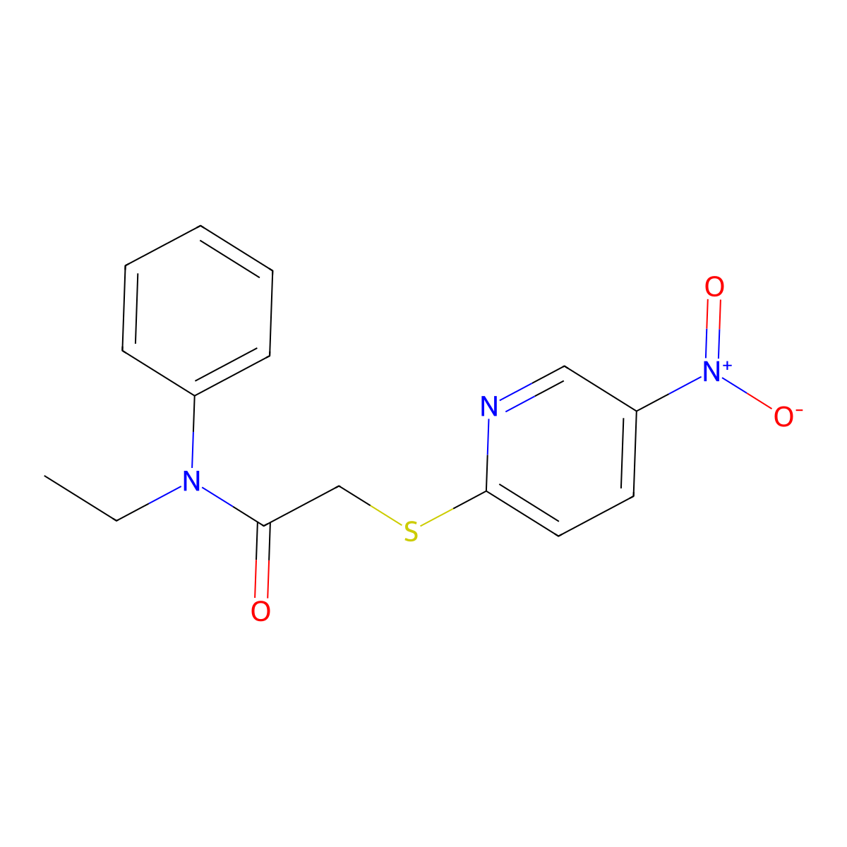 N-ethyl-2-(5-nitropyridin-2-yl)sulfanyl-N-phenylacetamide molecular structure, CAS 824418-21-5