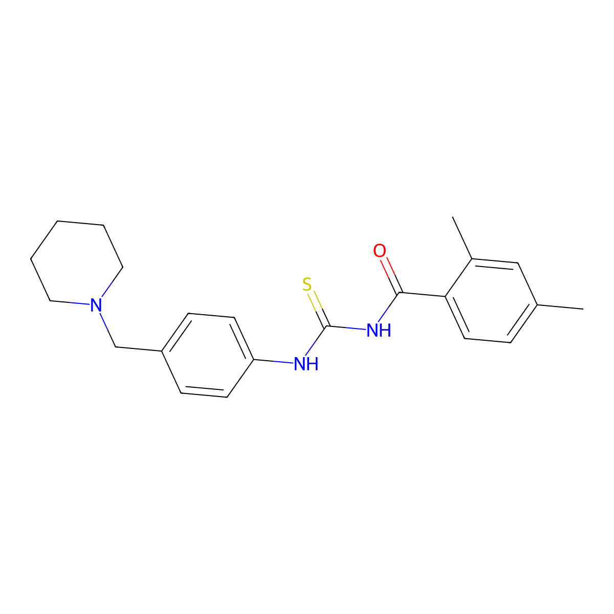 2,4-dimethyl-N-[[4-(piperidin-1-ylmethyl)phenyl]carbamothioyl]benzamide molecular structure, CAS 824418-26-0