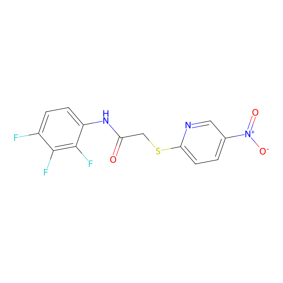 2-(5-nitropyridin-2-yl)sulfanyl-N-(2,3,4-trifluorophenyl)acetamide molecular structure, CAS 824418-28-2