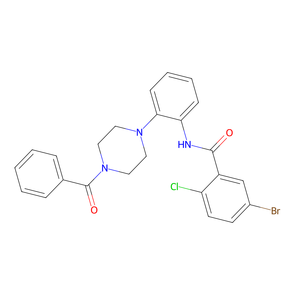 N-[2-(4-benzoyl-1-piperazinyl)phenyl]-5-bromo-2-chlorobenzamide molecular structure, CAS 824418-32-8