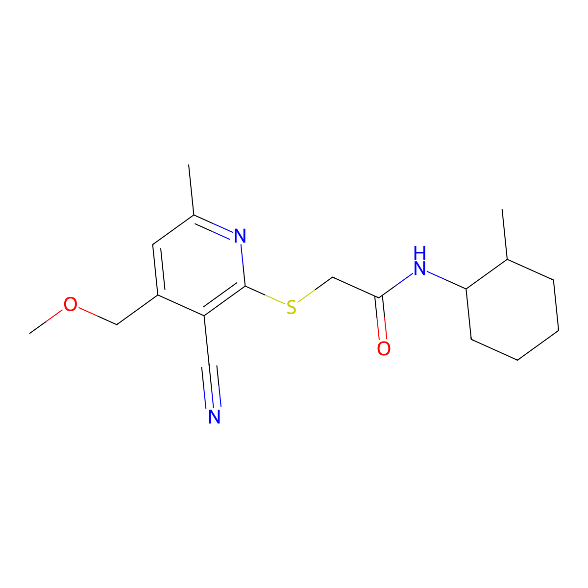 2-[3-cyano-4-(methoxymethyl)-6-methylpyridin-2-yl]sulfanyl-N-(2-methylcyclohexyl)acetamide molecular structure, CAS 824418-38-4