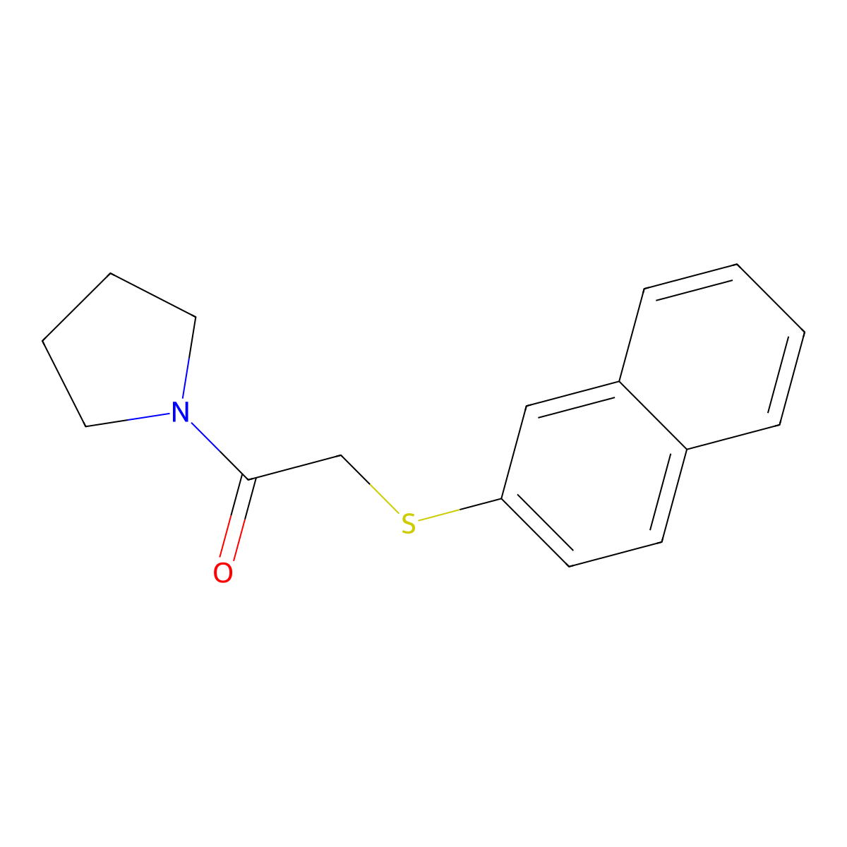 2-Naphthalen-2-ylsulfanyl-1-pyrrolidin-1-ylethanone molecular structure, CAS 824418-39-5