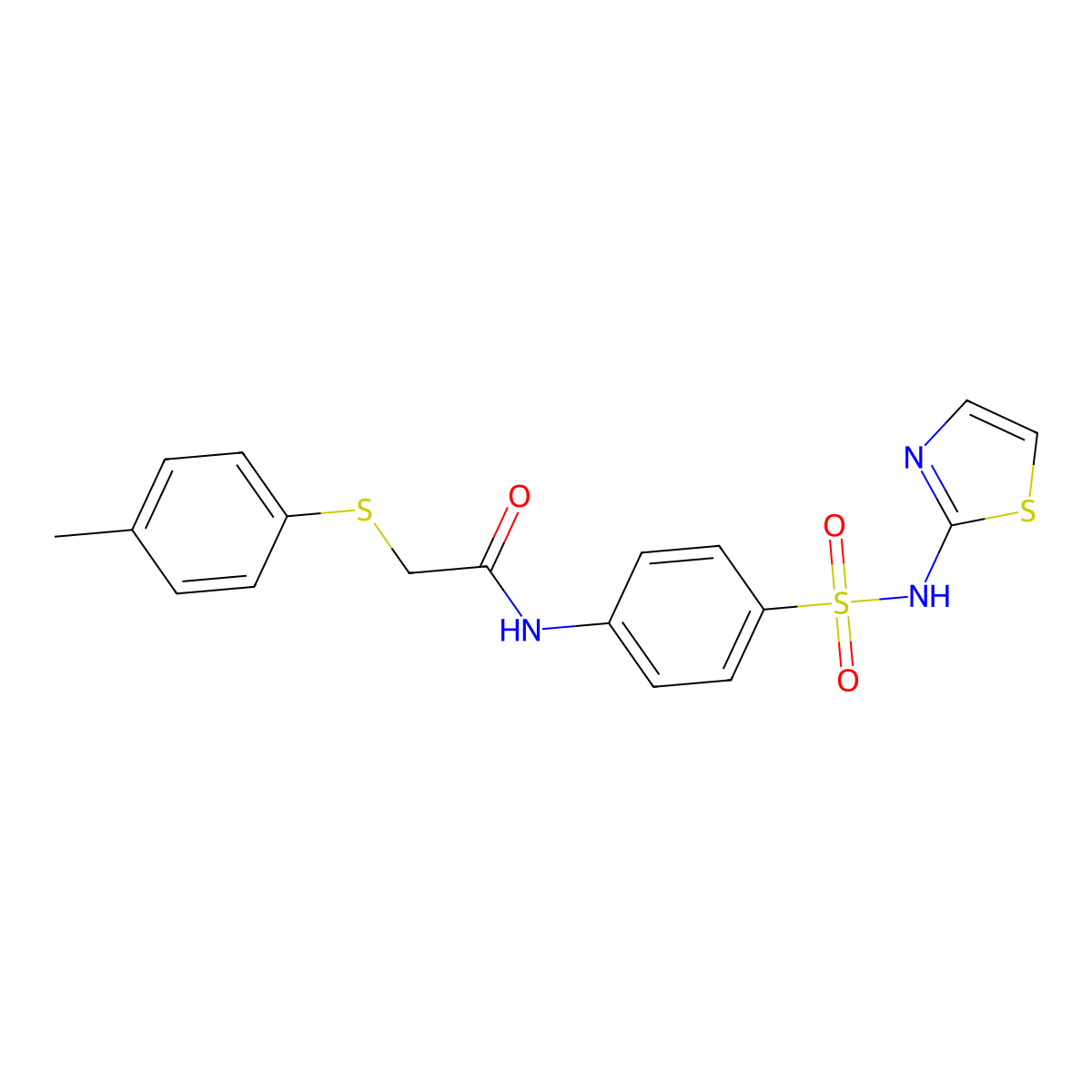 2-(4-methylphenyl)sulfanyl-N-[4-(1,3-thiazol-2-ylsulfamoyl)phenyl]acetamide molecular structure, CAS 824418-52-2