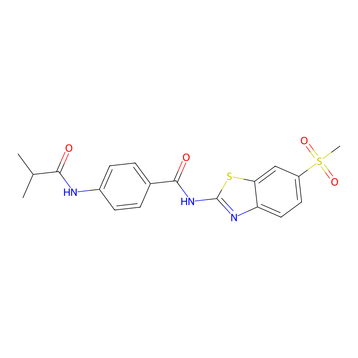 4-(2-methylpropanoylamino)-N-(6-methylsulfonyl-1,3-benzothiazol-2-yl)benzamide molecular structure, CAS 824418-55-5