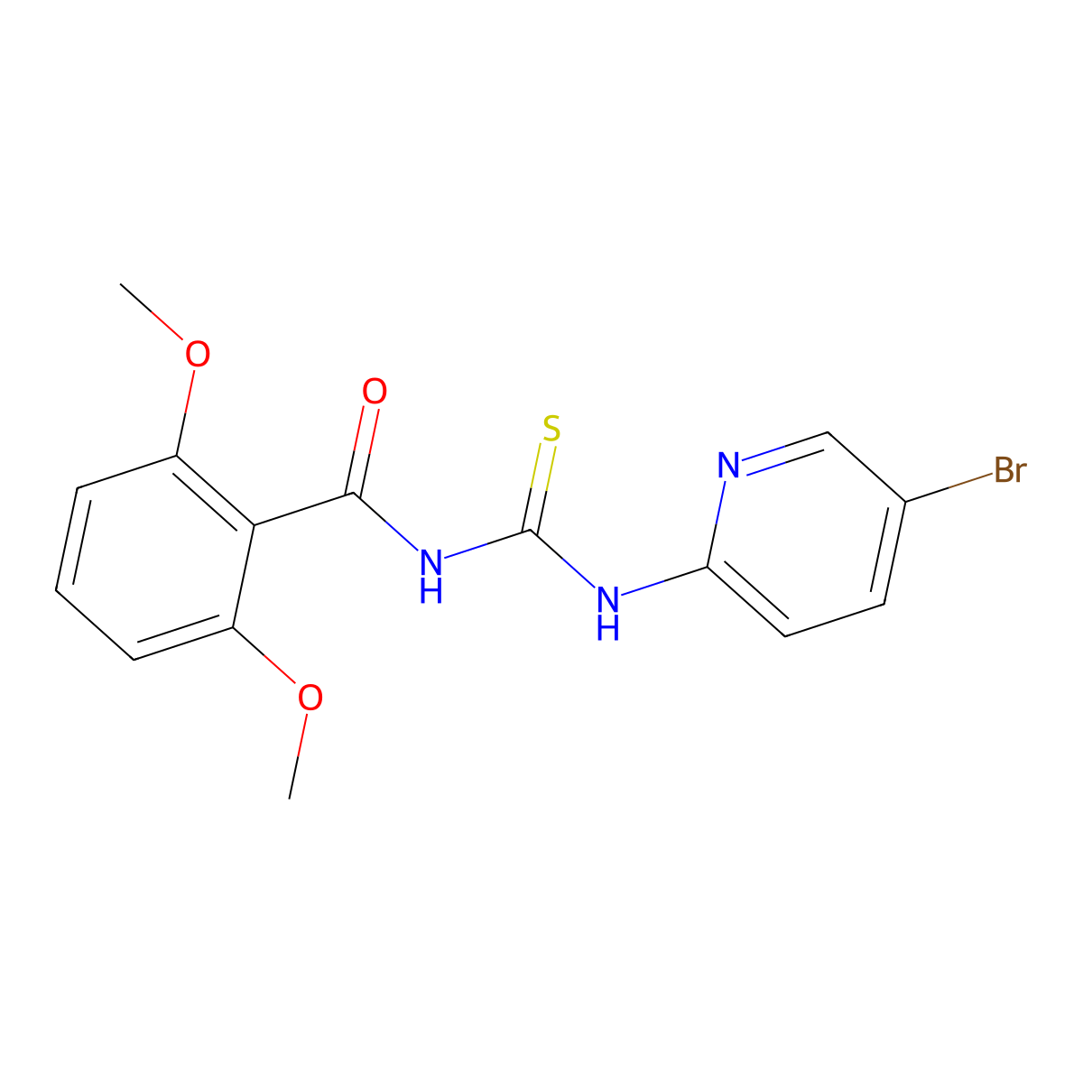 N-[(5-bromopyridin-2-yl)carbamothioyl]-2,6-dimethoxybenzamide molecular structure, CAS 824418-63-5