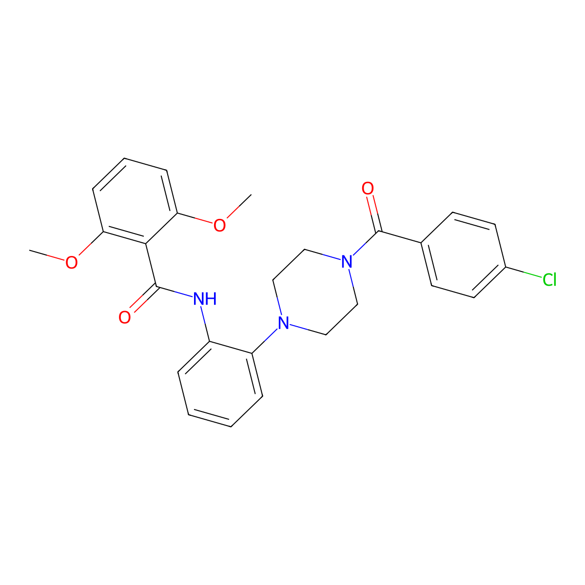 N-[2-[4-(4-chlorobenzoyl)piperazin-1-yl]phenyl]-2,6-dimethoxybenzamide molecular structure, CAS 824418-67-9