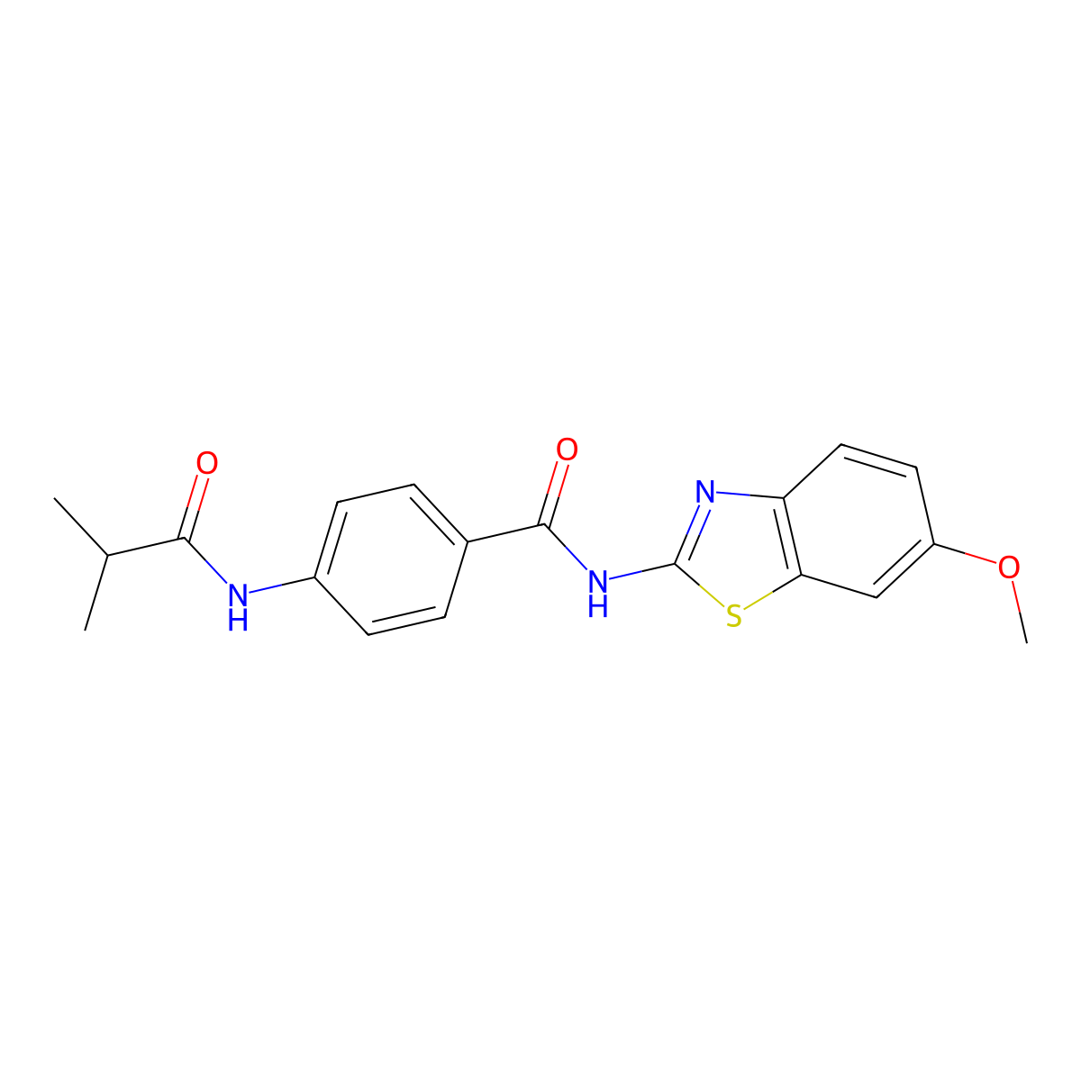 N-(6-methoxy-1,3-benzothiazol-2-yl)-4-(2-methylpropanoylamino)benzamide molecular structure, CAS 824418-73-7