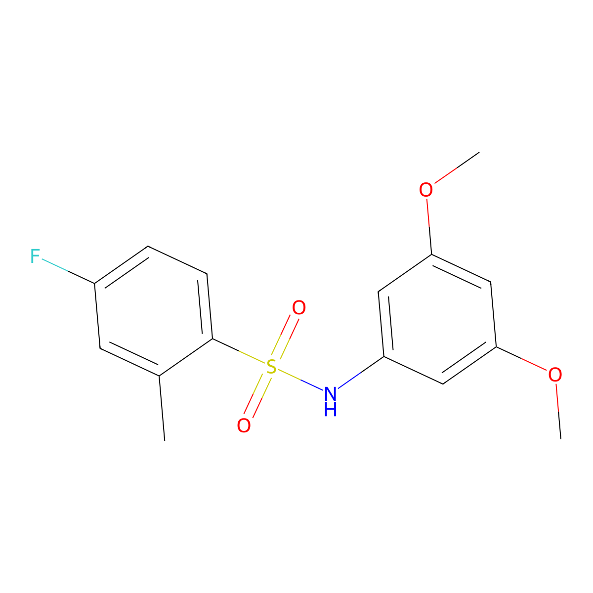 N-(3,5-dimethoxyphenyl)-4-fluoro-2-methylbenzenesulfonamide molecular structure, CAS 824418-93-1