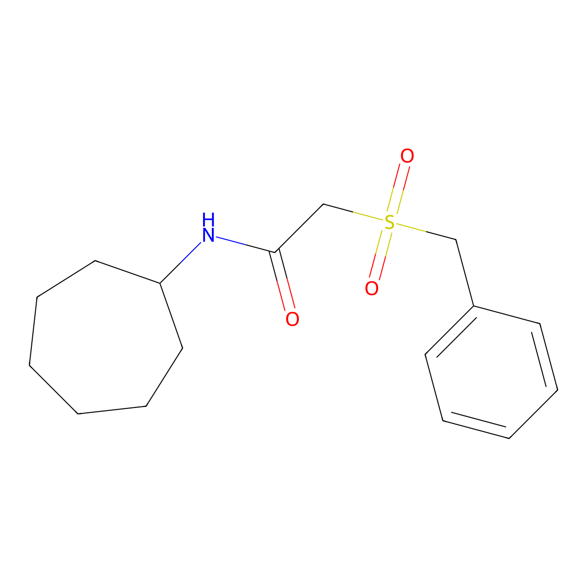 2-benzylsulfonyl-N-cycloheptylacetamide molecular structure, CAS 824419-21-8