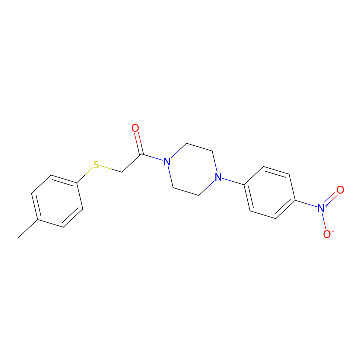 2-(4-Methylphenyl)sulfanyl-1-[4-(4-nitrophenyl)piperazin-1-yl]ethanone molecular structure, CAS 824419-54-7