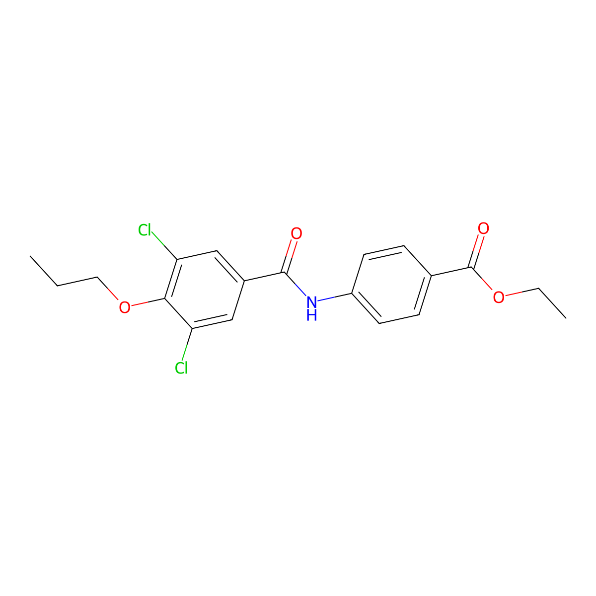 Ethyl 4-{[(3,5-dichloro-4-propoxyphenyl)carbonyl]amino}benzoate molecular structure, CAS 824419-91-2