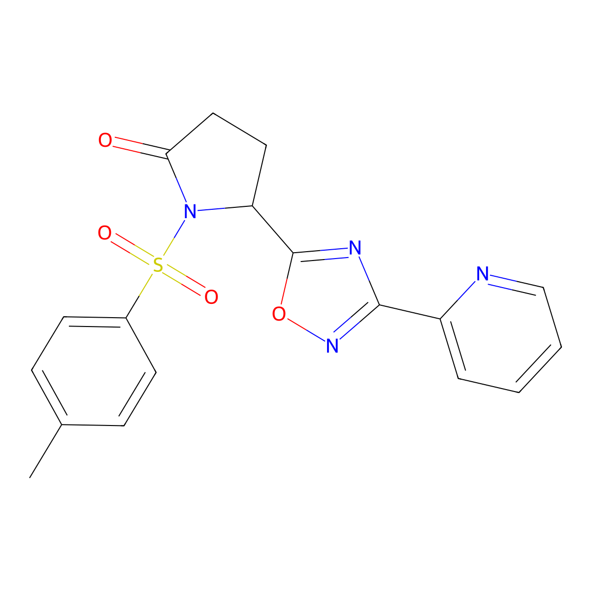 1-(4-Methylphenyl)sulfonyl-5-(3-pyridin-2-yl-1,2,4-oxadiazol-5-yl)pyrrolidin-2-one molecular structure, CAS 824419-95-6