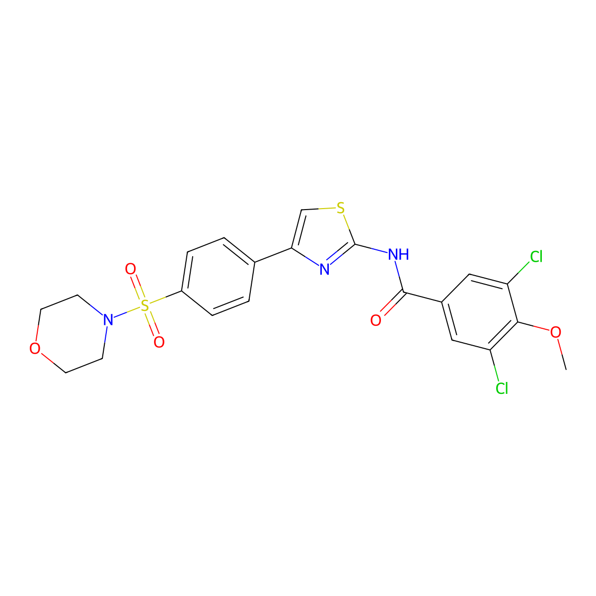 3,5-dichloro-4-methoxy-N-[4-(4-morpholin-4-ylsulfonylphenyl)-1,3-thiazol-2-yl]benzamide molecular structure, CAS 824420-09-9
