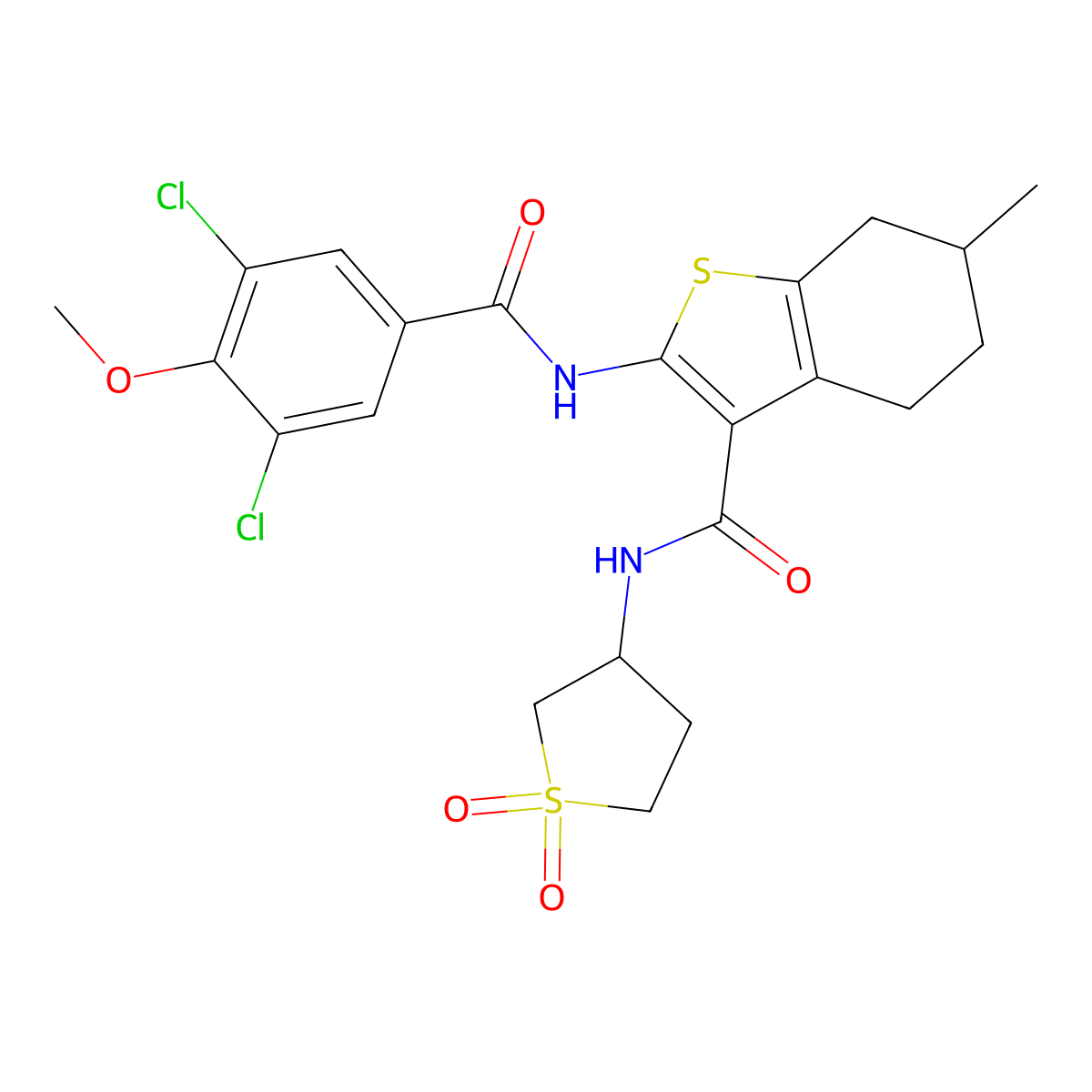 2-[(3,5-dichloro-4-methoxybenzoyl)amino]-N-(1,1-dioxothiolan-3-yl)-6-methyl-4,5,6,7-tetrahydro-1-benzothiophene-3-carboxamide molecular structure, CAS 824420-34-0