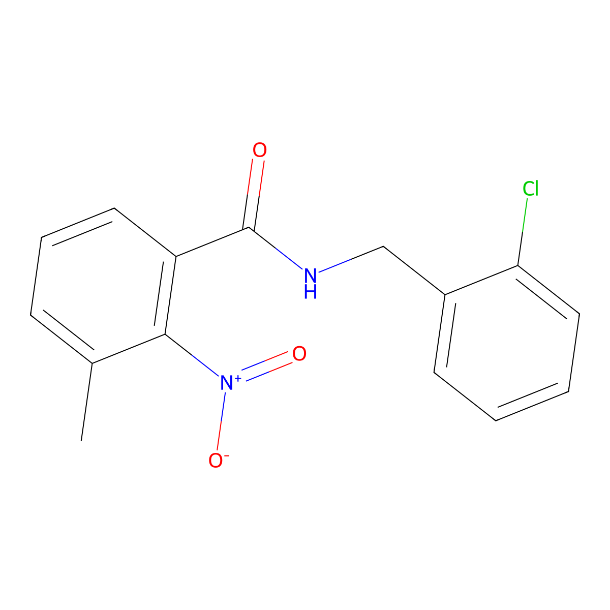 N-(2-chlorobenzyl)-3-methyl-2-nitrobenzamide molecular structure, CAS 824420-35-1