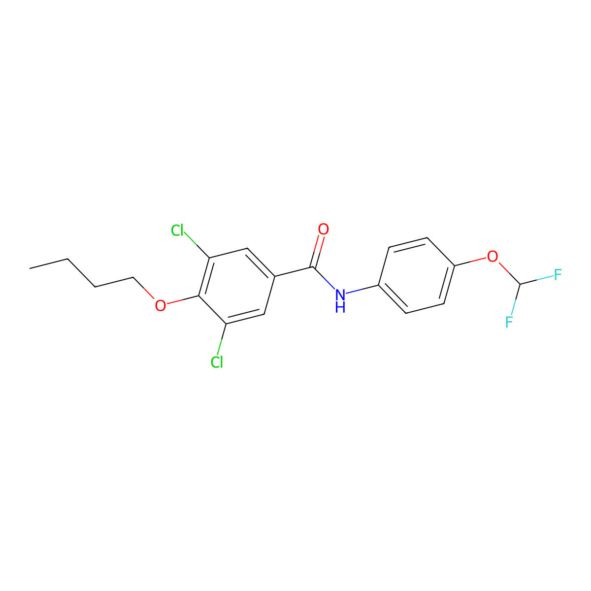 4-butoxy-3,5-dichloro-N-[4-(difluoromethoxy)phenyl]benzamide molecular structure, CAS 824420-38-4