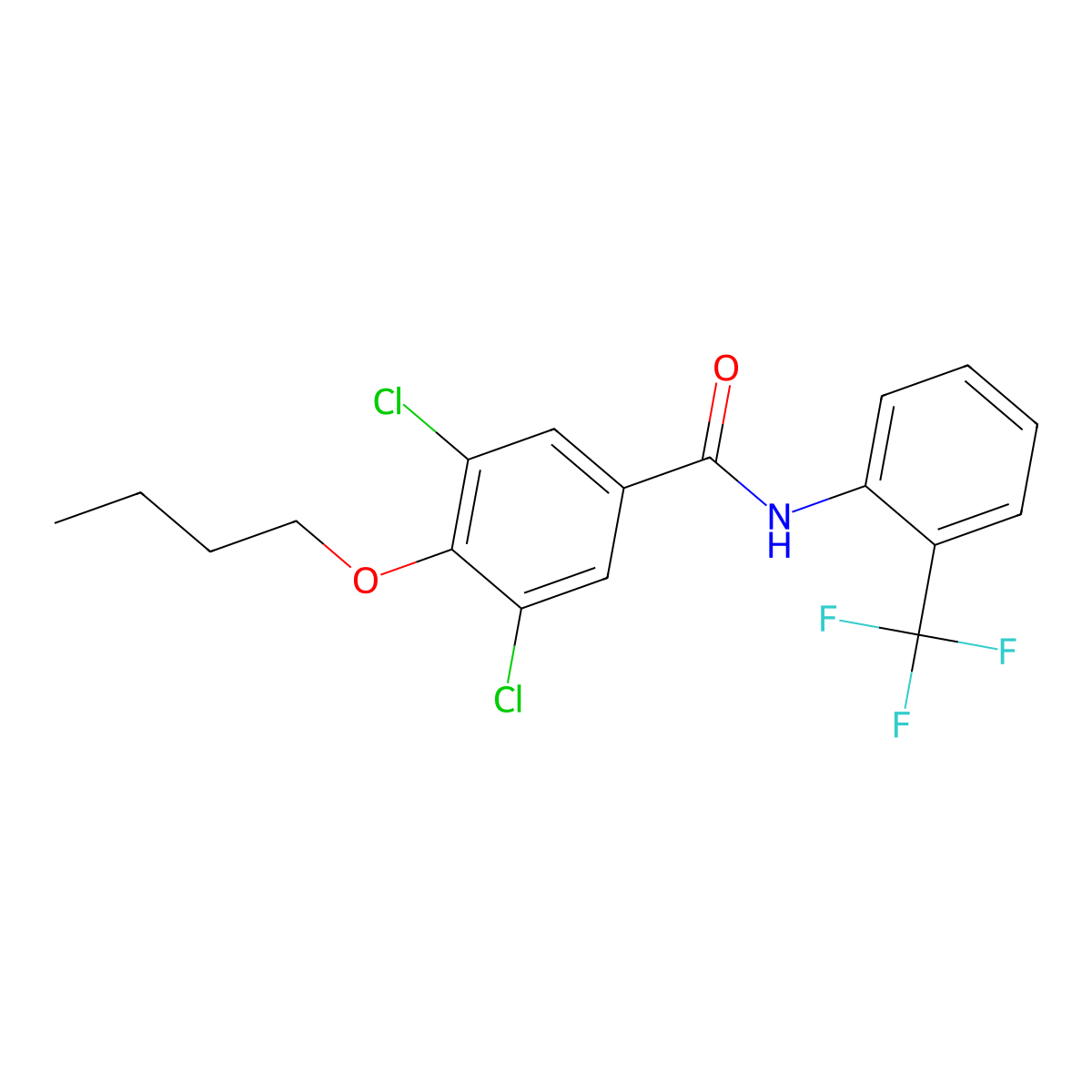 4-butoxy-3,5-dichloro-N-[2-(trifluoromethyl)phenyl]benzamide molecular structure, CAS 824420-45-3