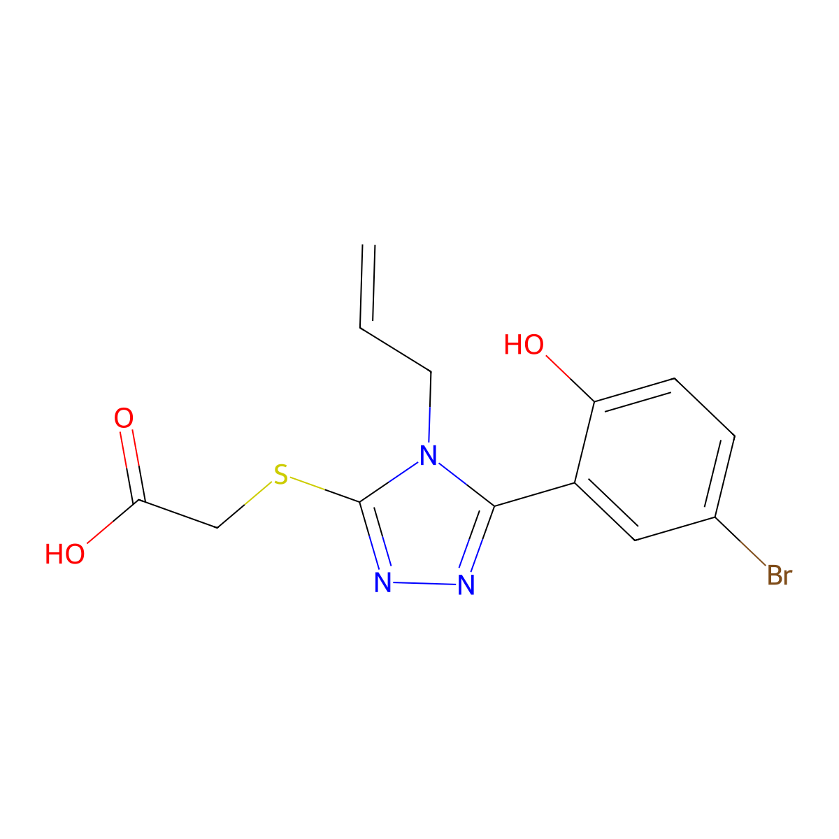 {[5-(5-bromo-2-hydroxyphenyl)-4-(prop-2-en-1-yl)-4H-1,2,4-triazol-3-yl]sulfanyl}acetic acid molecular structure, CAS 824420-49-7