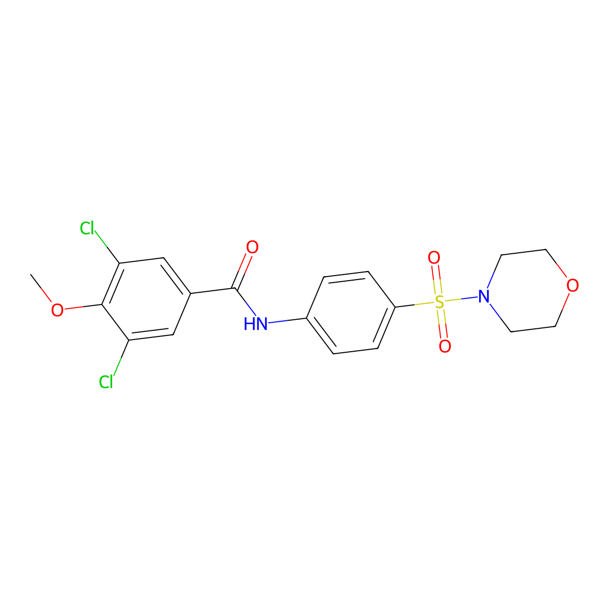 3,5-dichloro-4-methoxy-N-[4-(morpholin-4-ylsulfonyl)phenyl]benzamide molecular structure, CAS 824420-50-0
