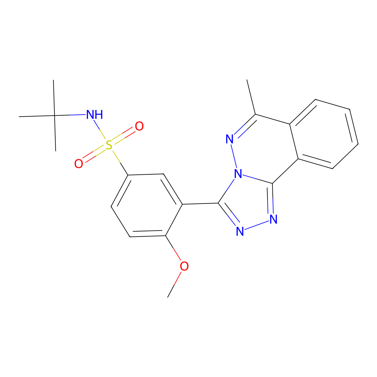 N-tert-butyl-4-methoxy-3-(6-methyl-[1,2,4]triazolo[3,4-a]phthalazin-3-yl)benzenesulfonamide molecular structure, CAS 824420-56-6