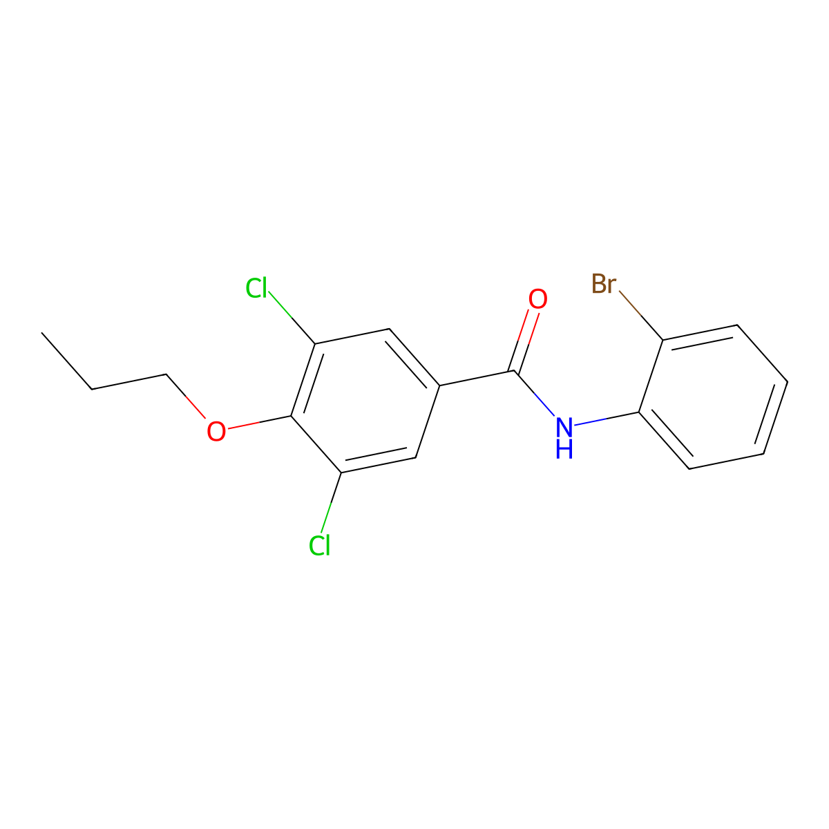 N-(2-bromophenyl)-3,5-dichloro-4-propoxybenzamide molecular structure, CAS 824420-58-8