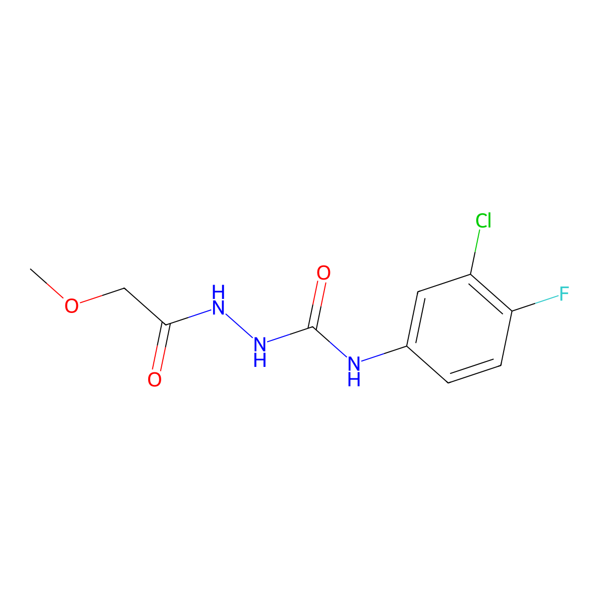 1-(3-Chloro-4-fluorophenyl)-3-[(2-methoxyacetyl)amino]urea molecular structure, CAS 824420-73-7