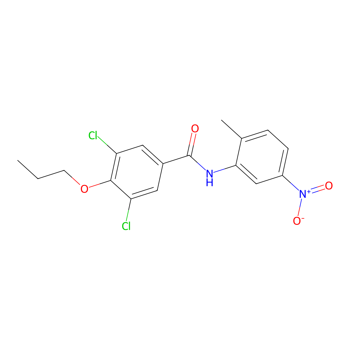 3,5-dichloro-N-(2-methyl-5-nitrophenyl)-4-propoxybenzamide molecular structure, CAS 824420-77-1
