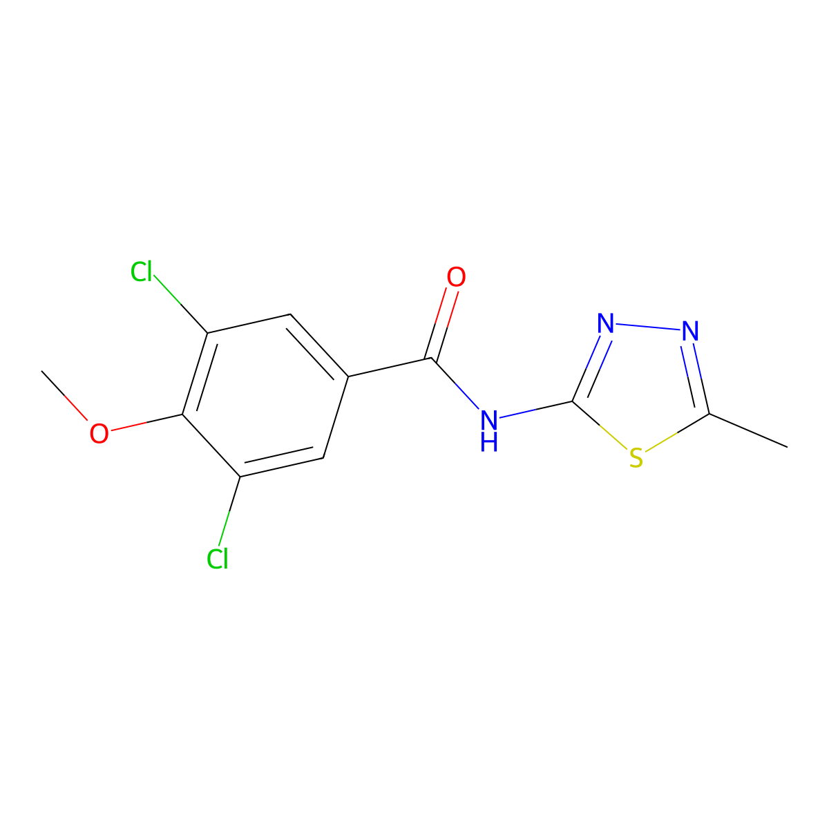 3,5-dichloro-4-methoxy-N-(5-methyl-1,3,4-thiadiazol-2-yl)benzamide molecular structure, CAS 824420-85-1