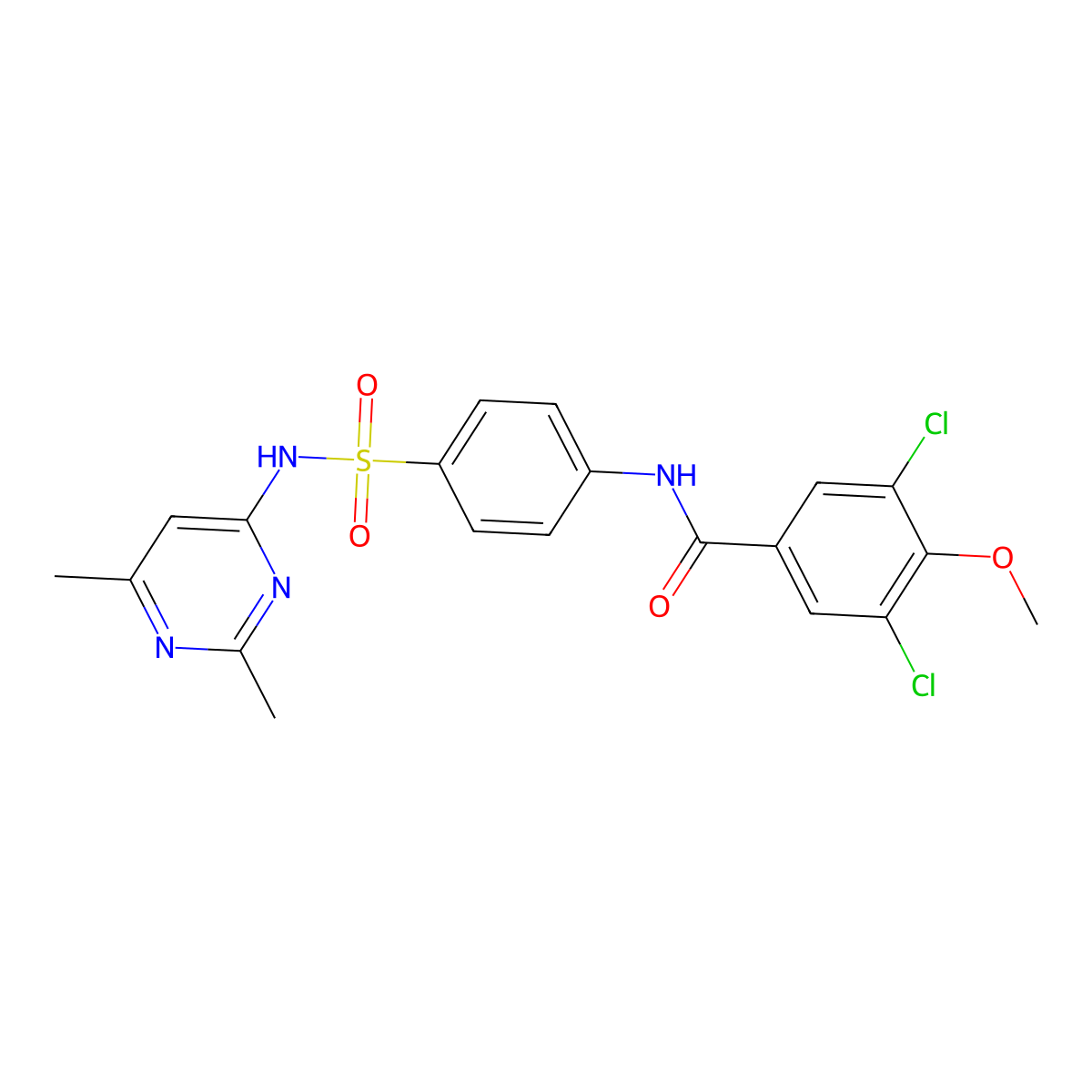 3,5-dichloro-N-{4-[(2,6-dimethylpyrimidin-4-yl)sulfamoyl]phenyl}-4-methoxybenzamide molecular structure, CAS 824421-11-6