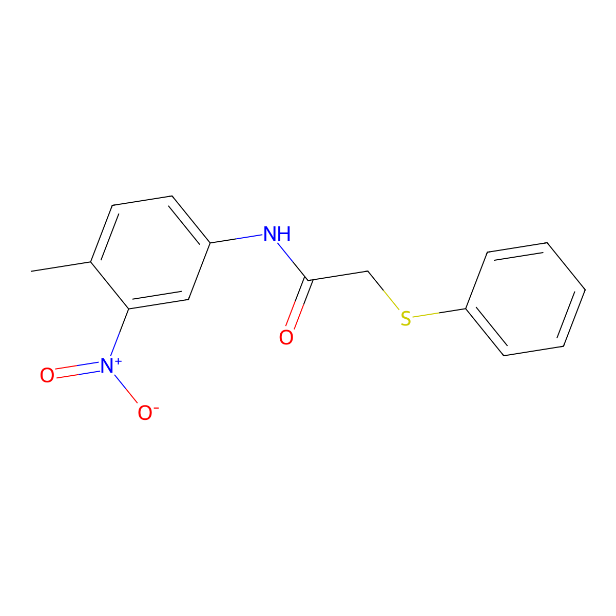 N-(4-methyl-3-nitrophenyl)-2-phenylsulfanylacetamide molecular structure, CAS 824422-07-3