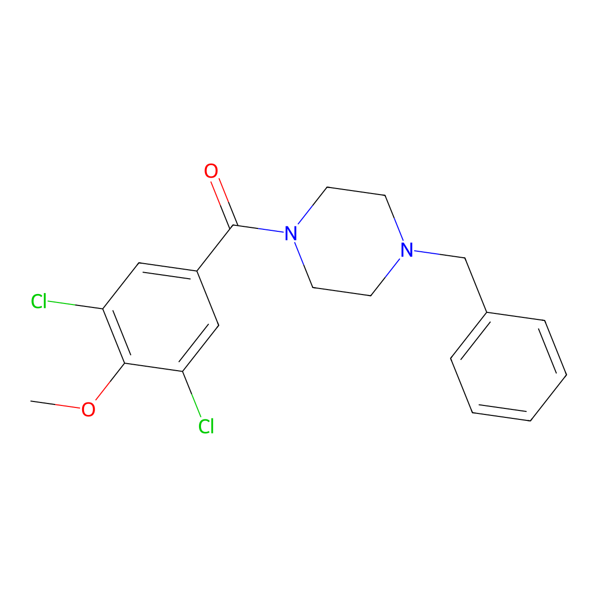 (4-Benzylpiperazin-1-yl)-(3,5-dichloro-4-methoxyphenyl)methanone molecular structure, CAS 824422-24-4