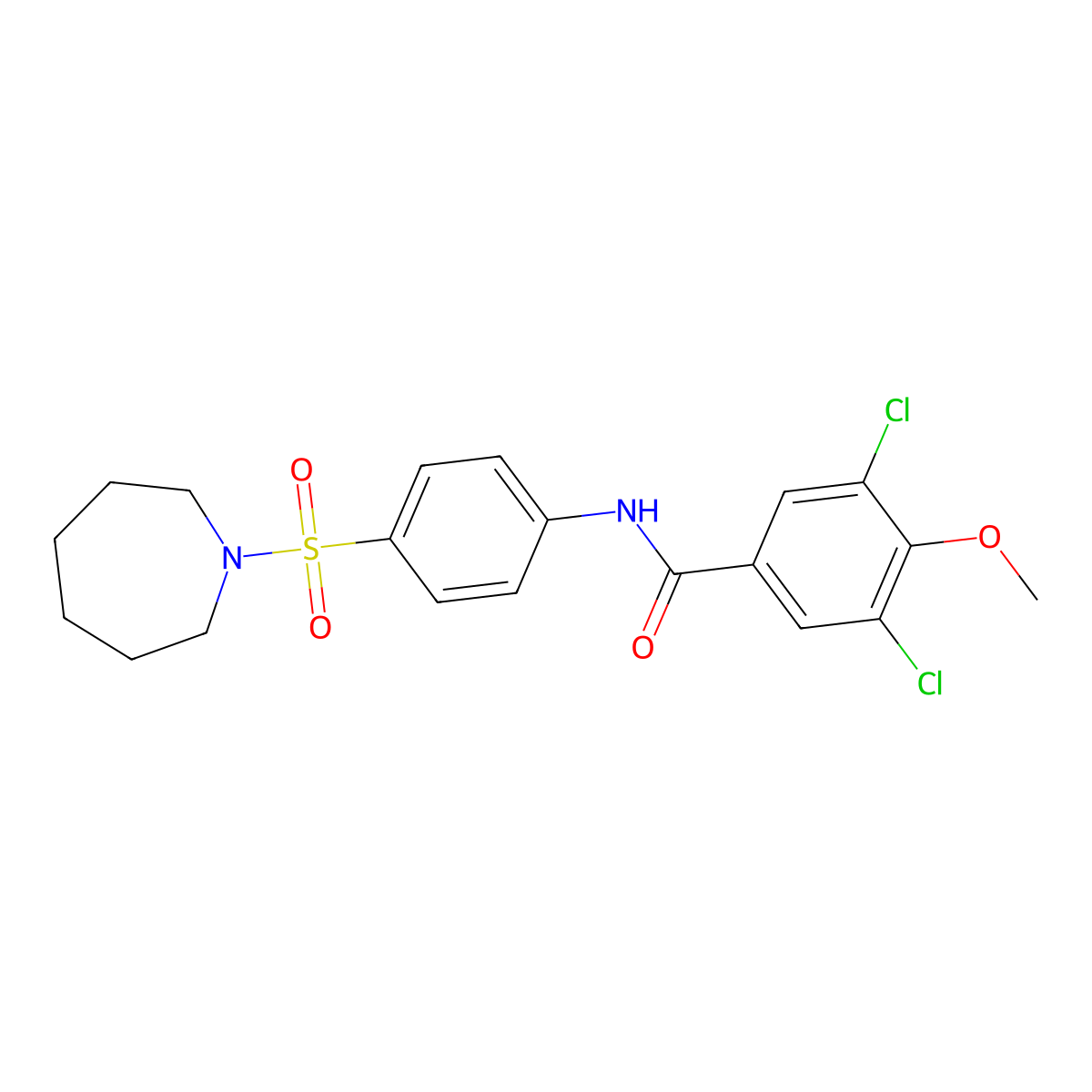 N-[4-(azepan-1-ylsulfonyl)phenyl]-3,5-dichloro-4-methoxybenzamide molecular structure, CAS 824422-33-5