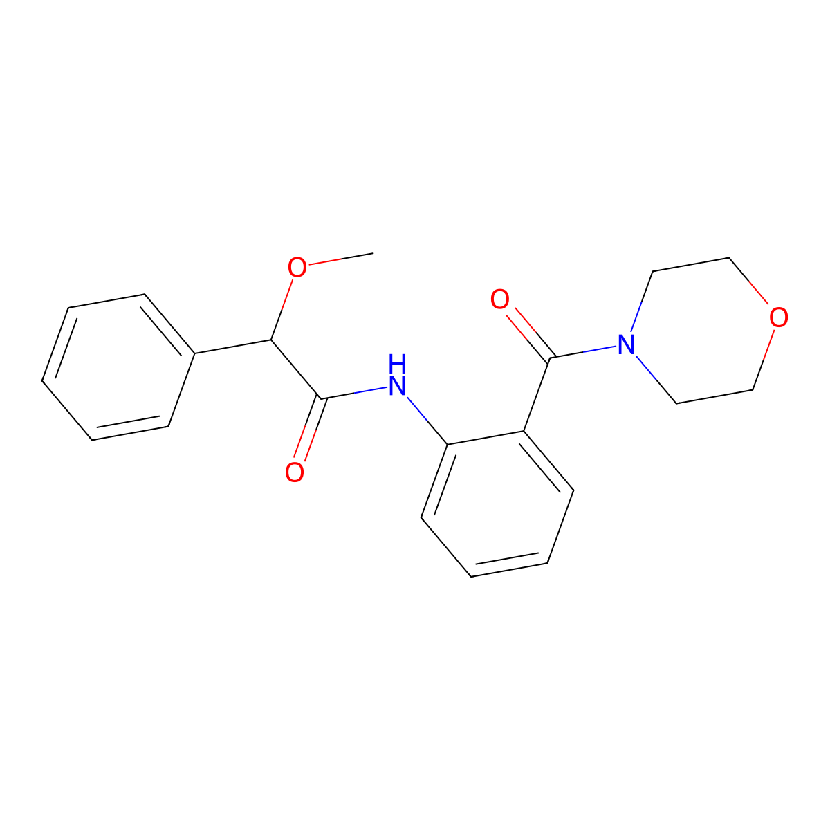 2-methoxy-N-[2-(morpholine-4-carbonyl)phenyl]-2-phenylacetamide molecular structure, CAS 824422-46-0