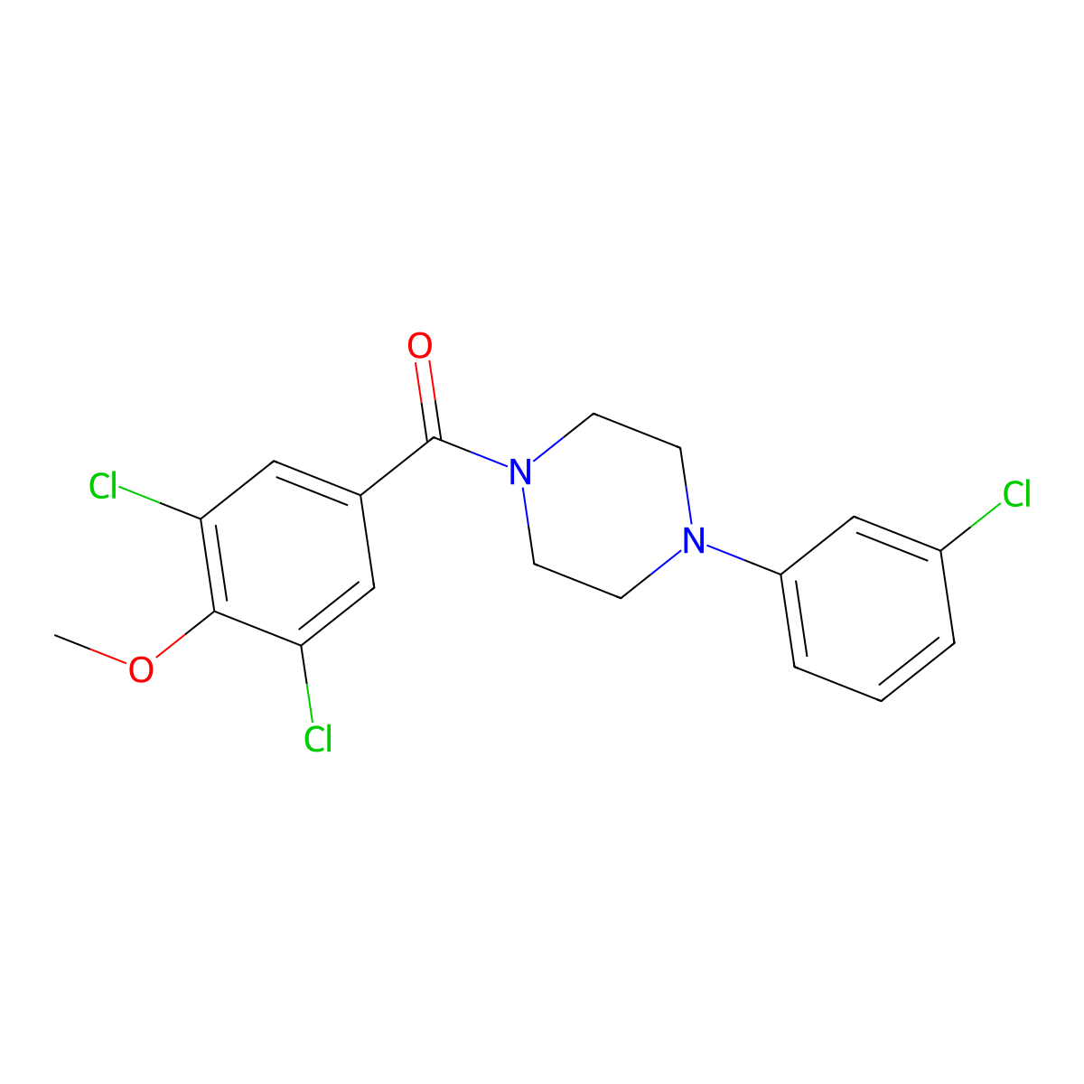 [4-(3-Chlorophenyl)piperazin-1-yl]-(3,5-dichloro-4-methoxyphenyl)methanone molecular structure, CAS 824422-69-7