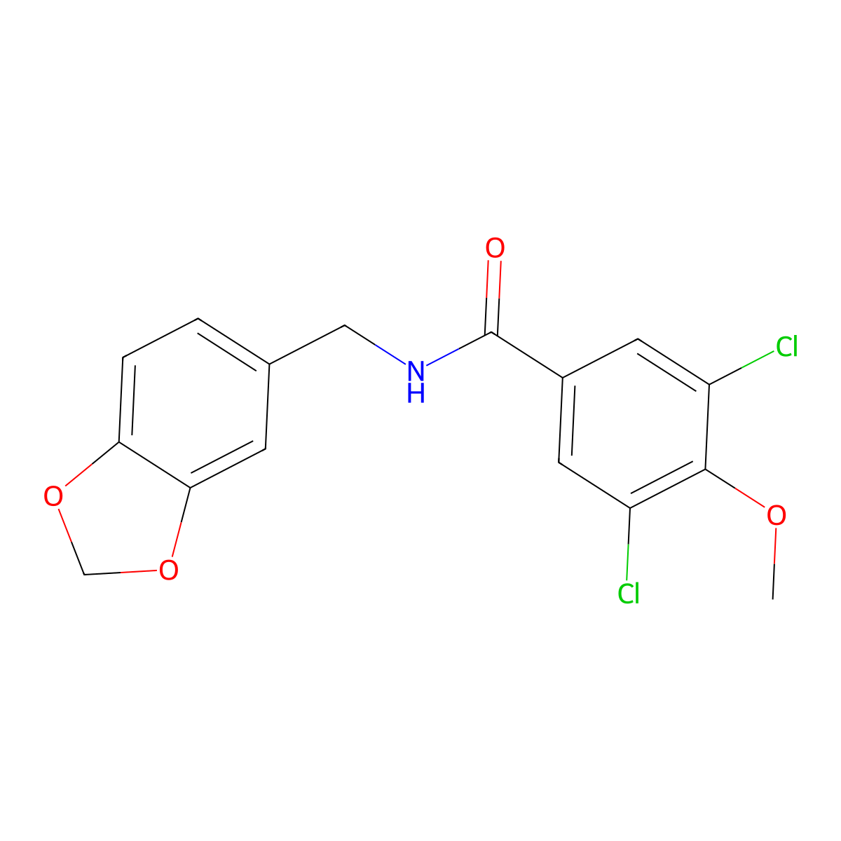 N-(1,3-benzodioxol-5-ylmethyl)-3,5-dichloro-4-methoxybenzamide molecular structure, CAS 824422-71-1