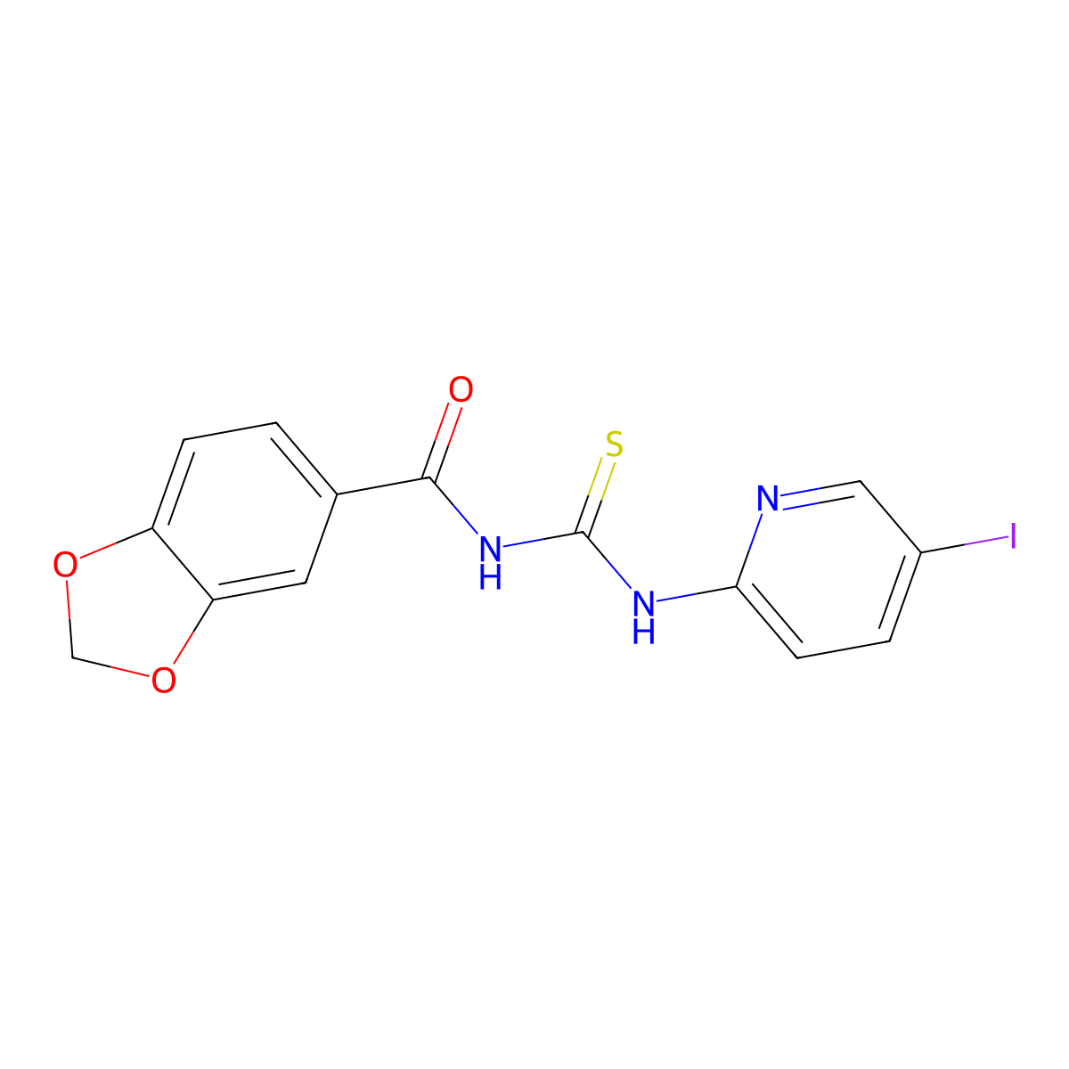 N-[(5-iodopyridin-2-yl)carbamothioyl]-1,3-benzodioxole-5-carboxamide molecular structure, CAS 824422-72-2
