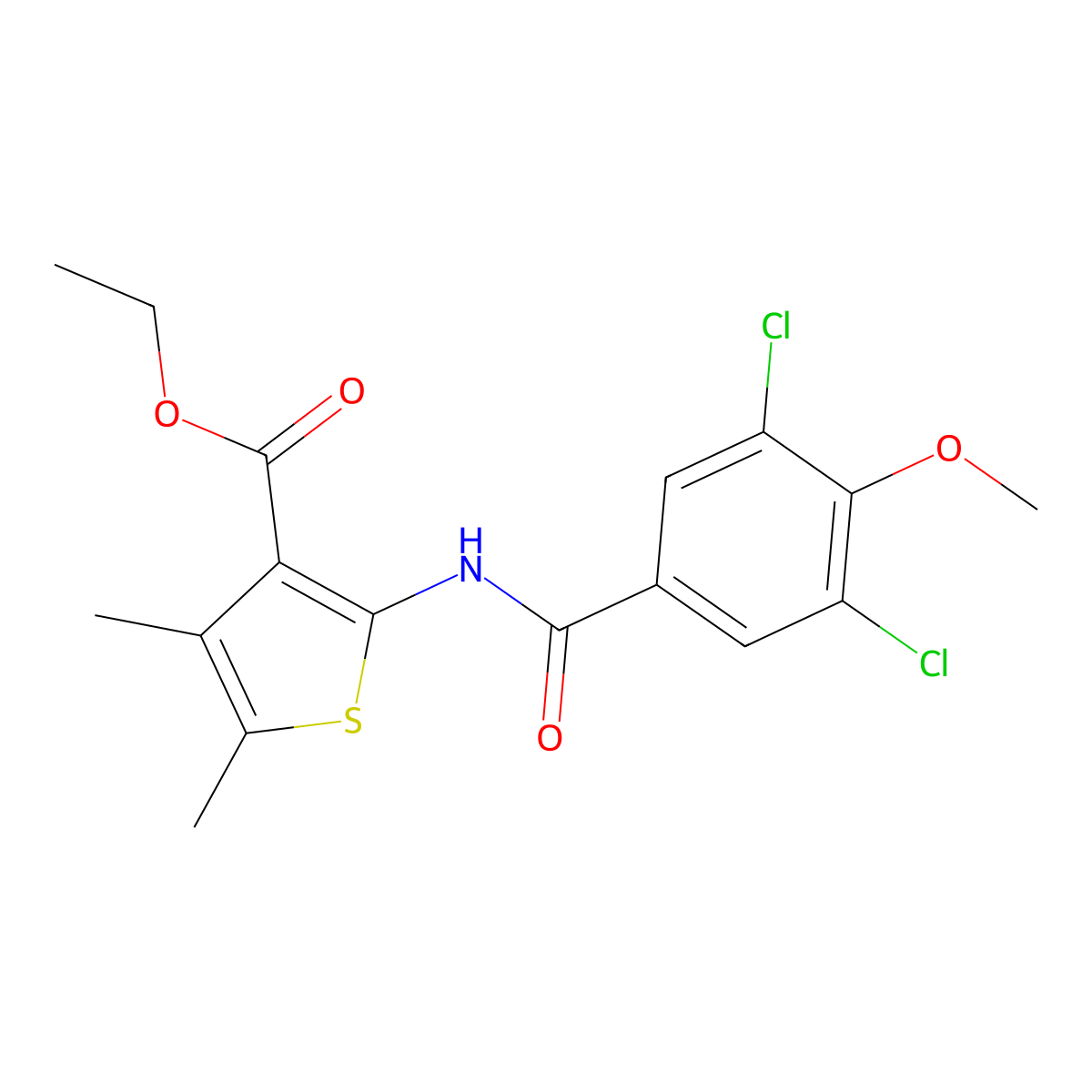 Ethyl 2-{[(3,5-dichloro-4-methoxyphenyl)carbonyl]amino}-4,5-dimethylthiophene-3-carboxylate molecular structure, CAS 824422-73-3