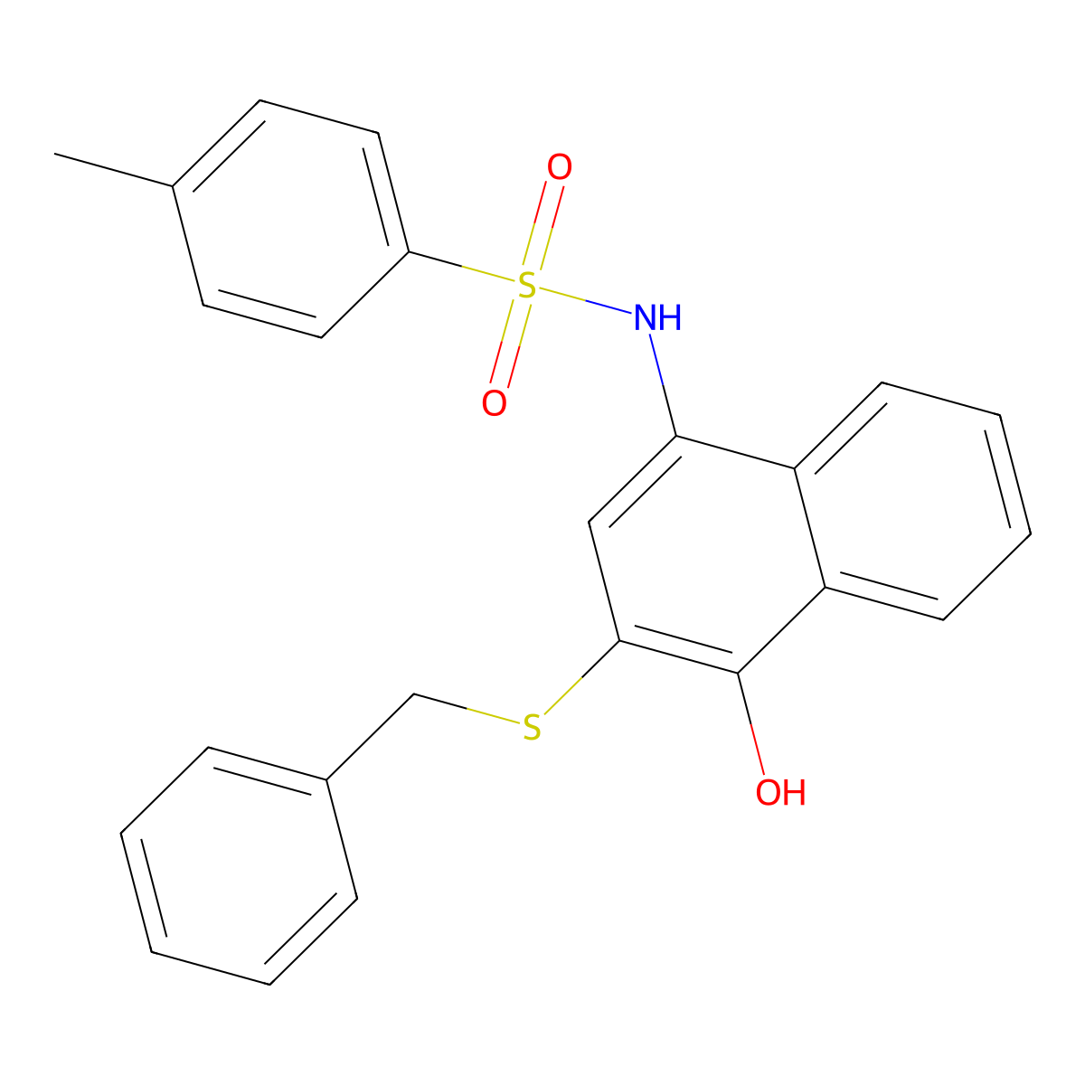 N-(3-benzylsulfanyl-4-hydroxynaphthalen-1-yl)-4-methylbenzenesulfonamide molecular structure, CAS 824422-75-5
