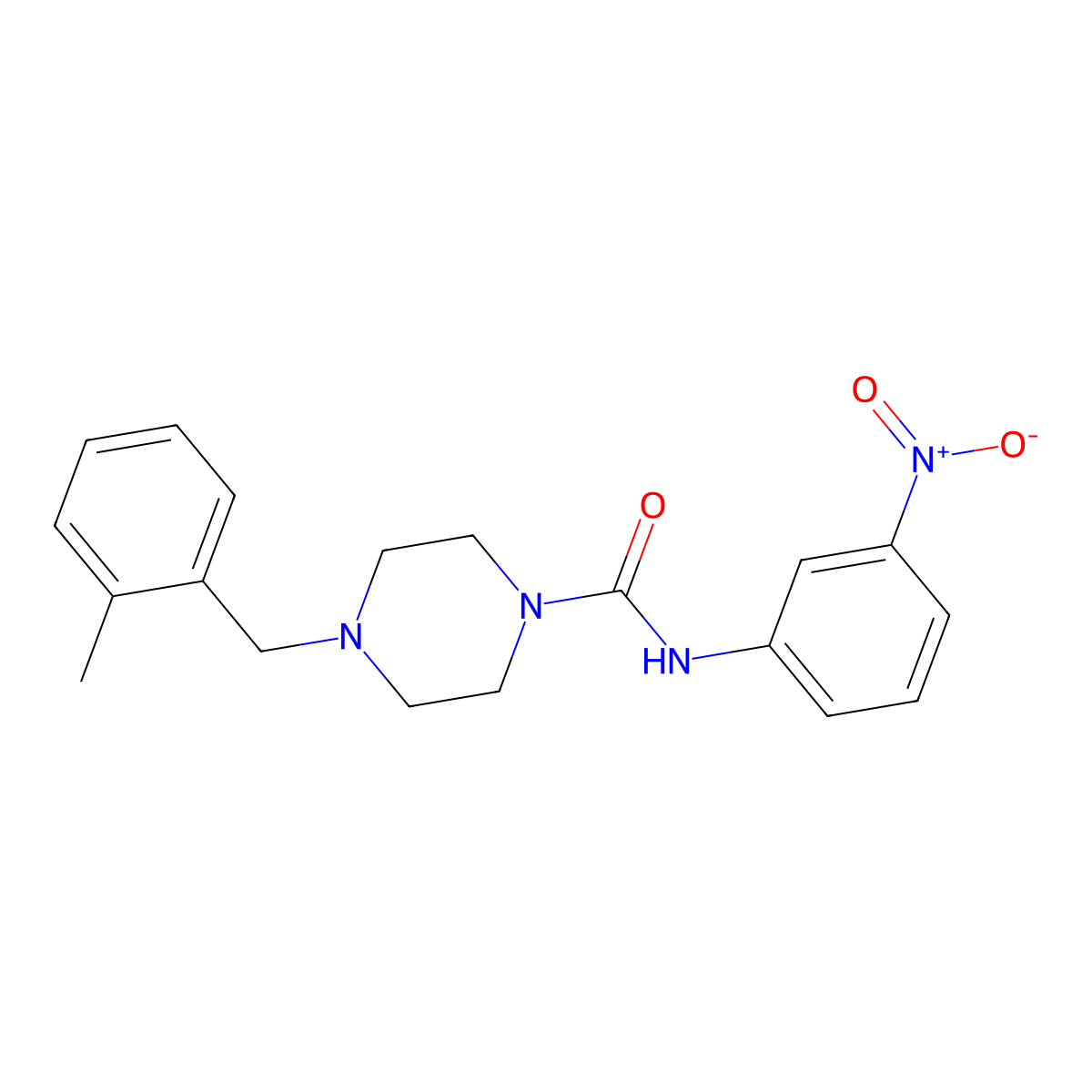 4-[(2-methylphenyl)methyl]-N-(3-nitrophenyl)piperazine-1-carboxamide molecular structure, CAS 824422-78-8
