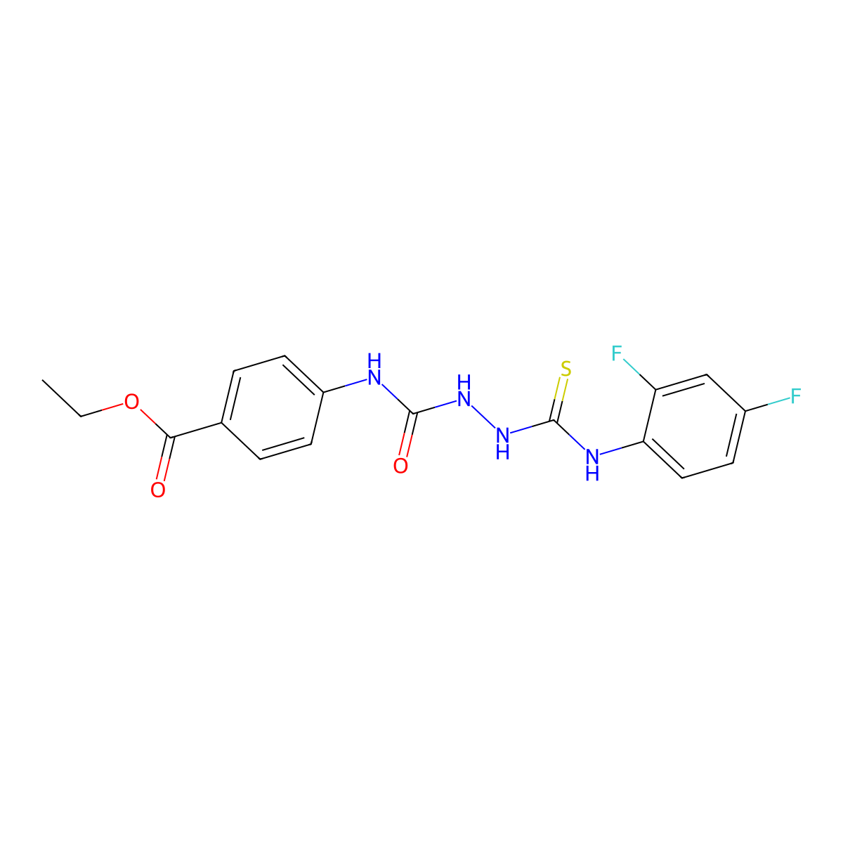 Ethyl 4-[({2-[(2,4-difluorophenyl)carbamothioyl]hydrazinyl}carbonyl)amino]benzoate molecular structure, CAS 824422-82-4