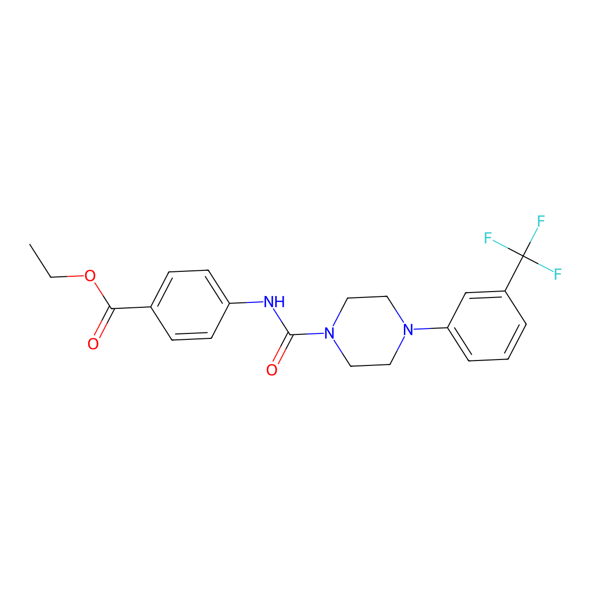 Ethyl 4-({4-[3-(trifluoromethyl)phenyl]piperazinyl}carbonylamino)benzoate molecular structure, CAS 824422-88-0